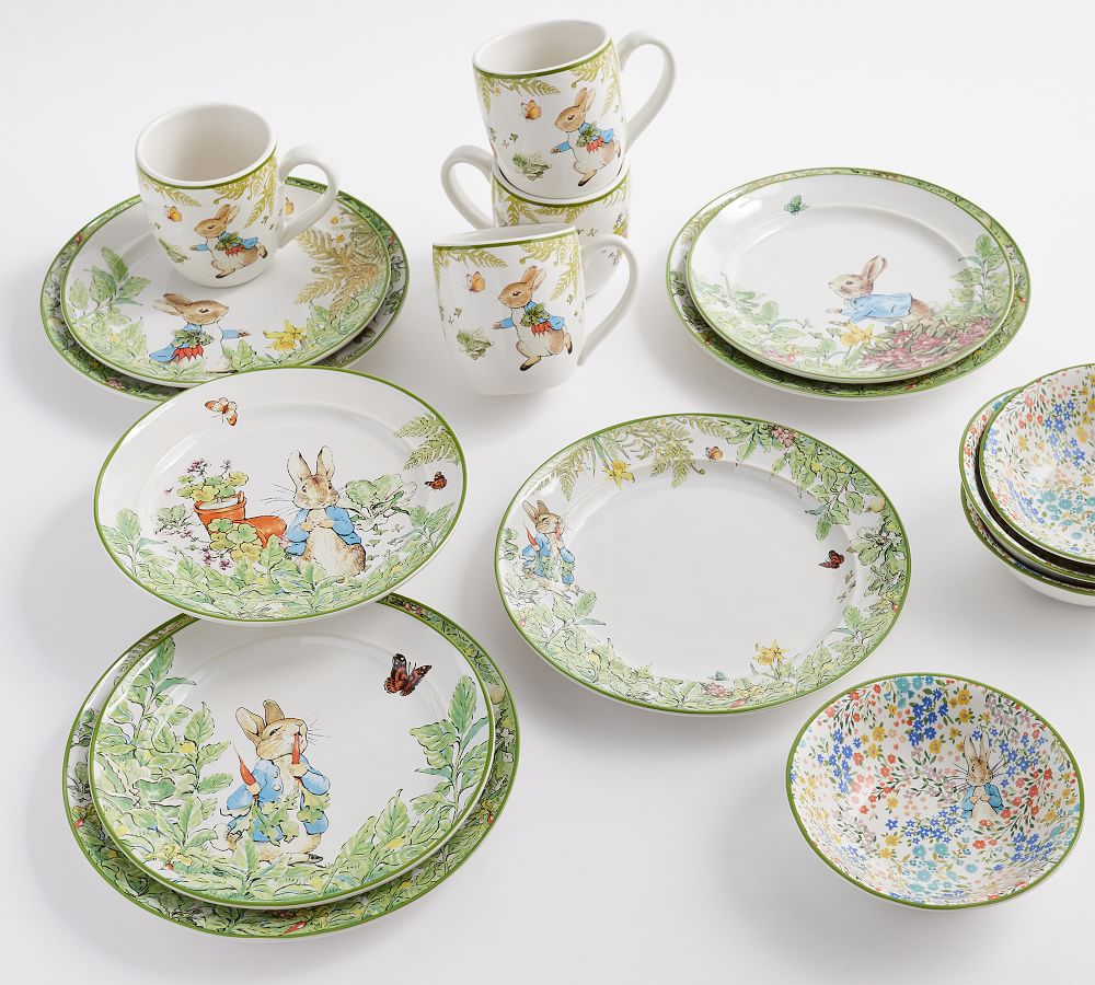 Peter Rabbit™ Stoneware 16-Piece Dinnerware Set | Pottery Barn