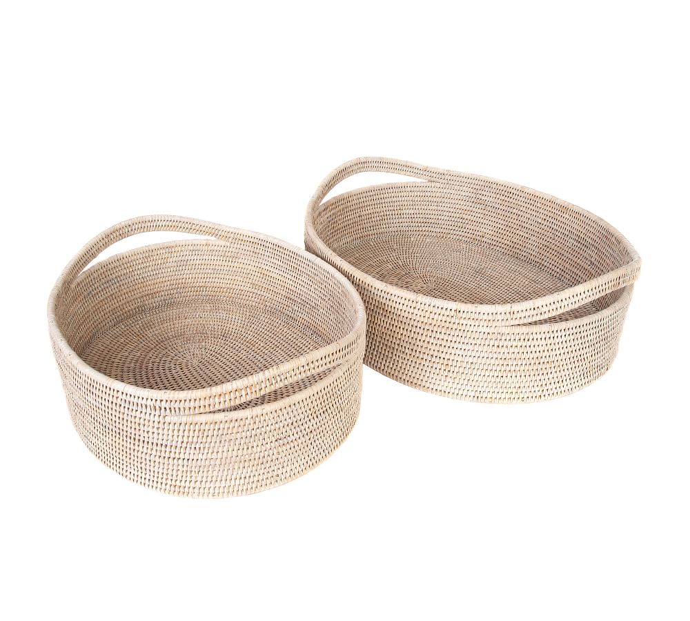 Tava Handwoven Rattan Oval Basket, Set of 2 Pottery Barn