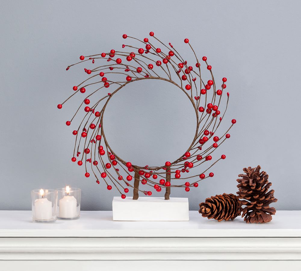 Faux Berry Wreath With Stand Pottery Barn