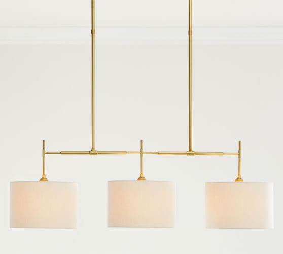 Linen Drum Shade Linear Chandelier 