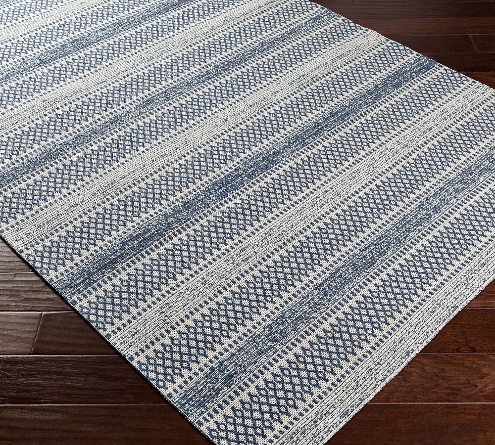 Loida Machine Washable Striped Cotton Rug Pottery Barn