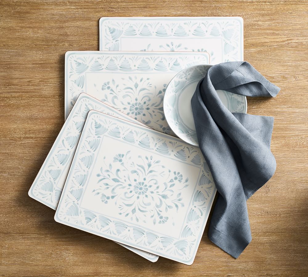 Chambray Floral Cork Placemats Set of 4 Pottery Barn