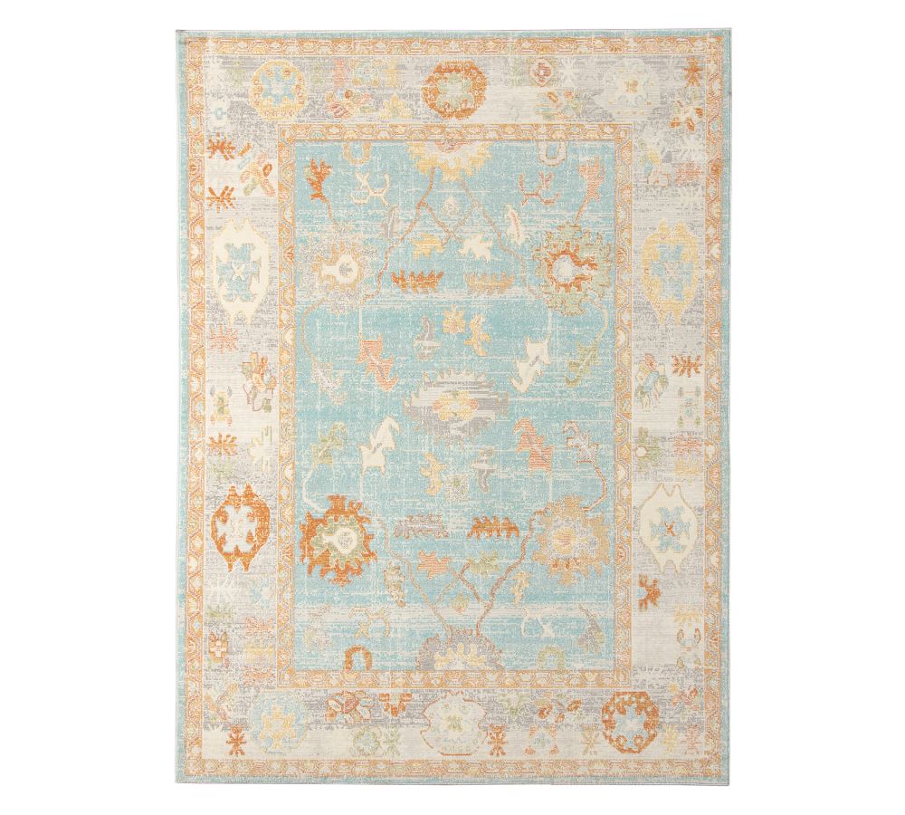 Aqua Boho Chic Transitional 5' x 7' Synthetic Area Rug