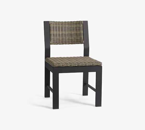 Weather Wicker Dining Chair, Black Wood And Wicker Dining Chair