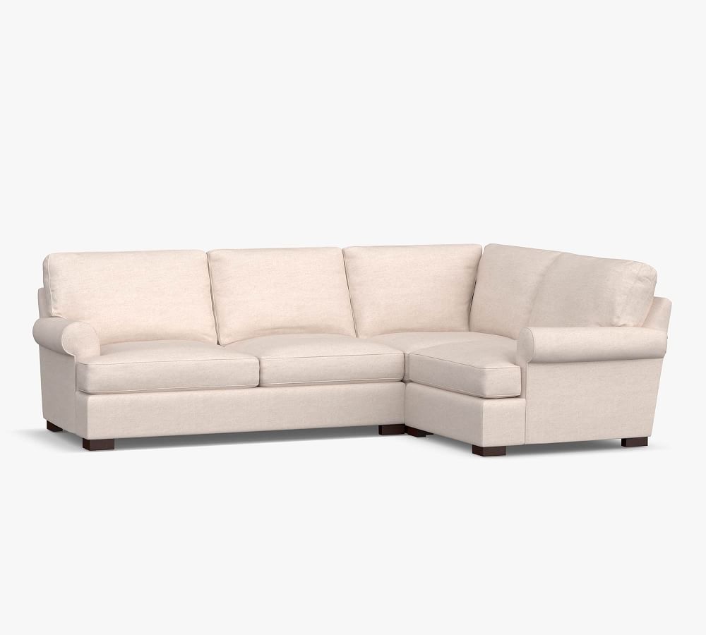 Townsend Roll Arm Upholstered 3Piece Sectional Pottery Barn