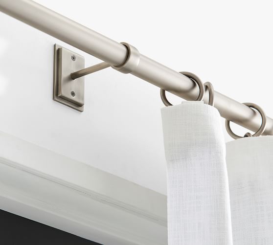 Pottery Barn Pewter 1.25  Vintage Curtain Drapery Rod Large 60-108" NO FINIAL 