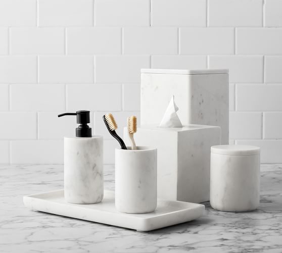 Grey Bathroom Accessories Set 6 Piece Bath Ensemble for Decorative Countertop 