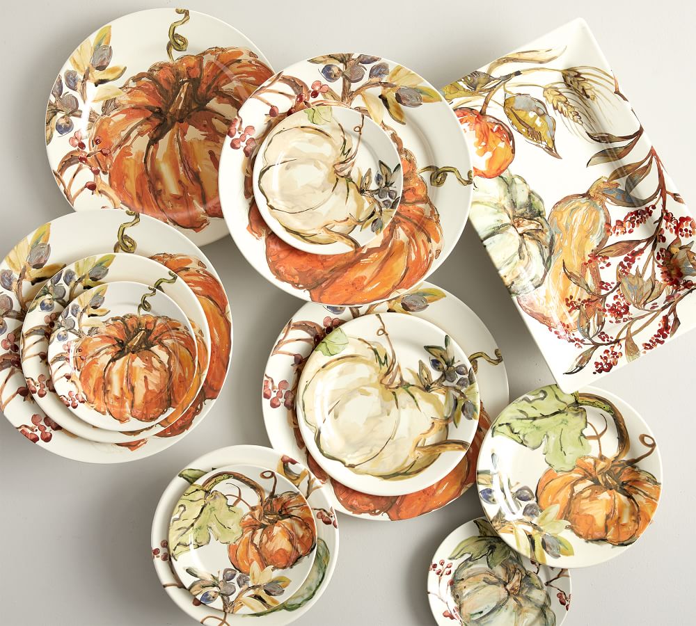 Harvest Pumpkin Stoneware Salad Plates Set of 4 Pottery Barn