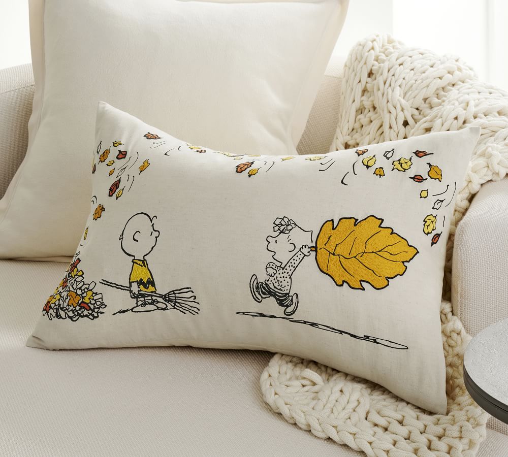 Peanuts™ Fall Leaves Lumbar Pillow Cover Pottery Barn