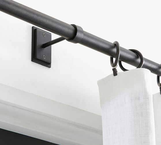 black curtains rod