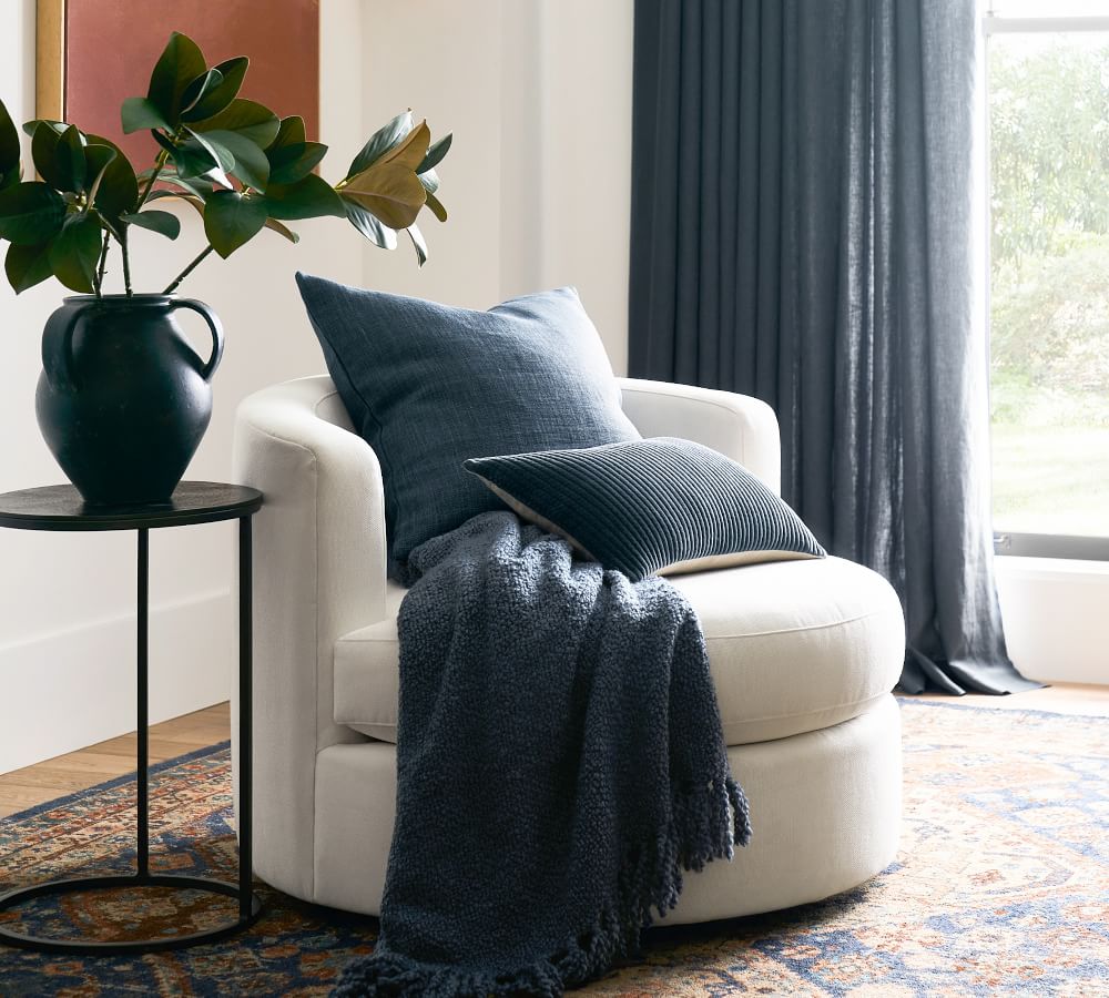 Balboa Upholstered Grand Swivel Armchair, Polyester Wrapped Cushions