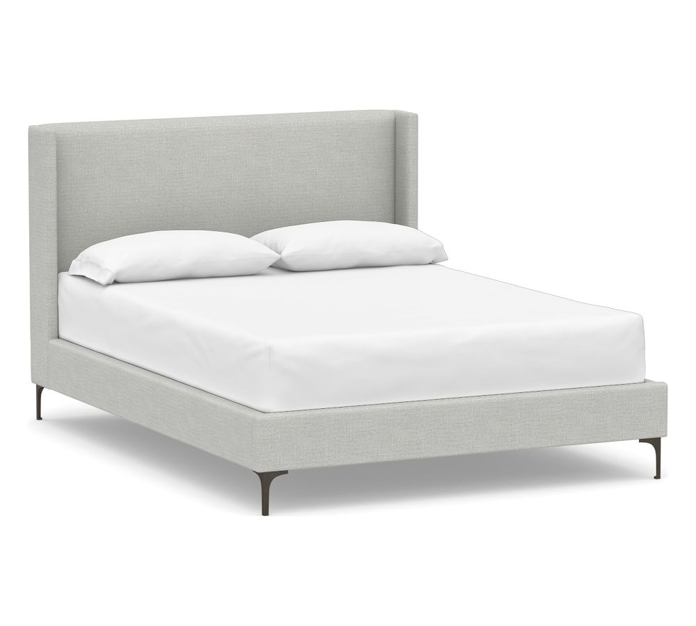 Jake Upholstered Platform Bed with Metal Legs Quick Ship Pottery Barn