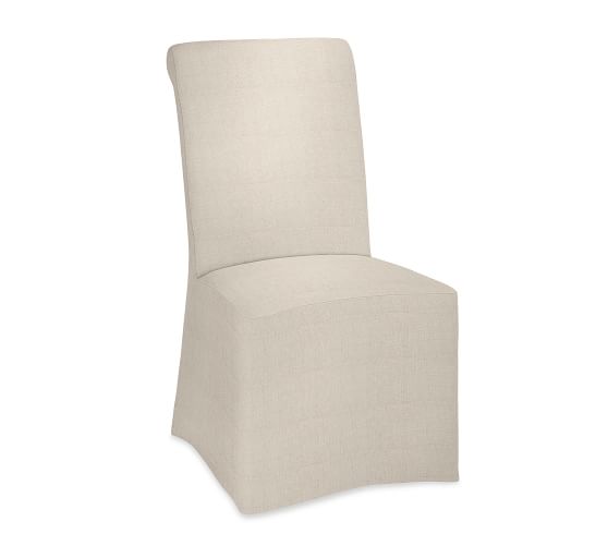 Pottery Barn Comfort roll side chair dining oatmeal Linen Long 3 available 