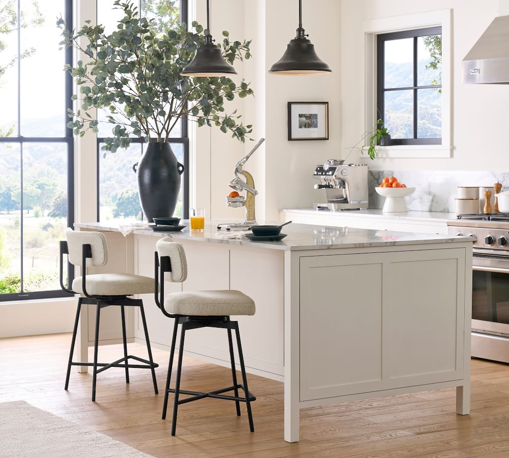 Maison Upholstered Swivel Bar & Counter Stools Pottery Barn