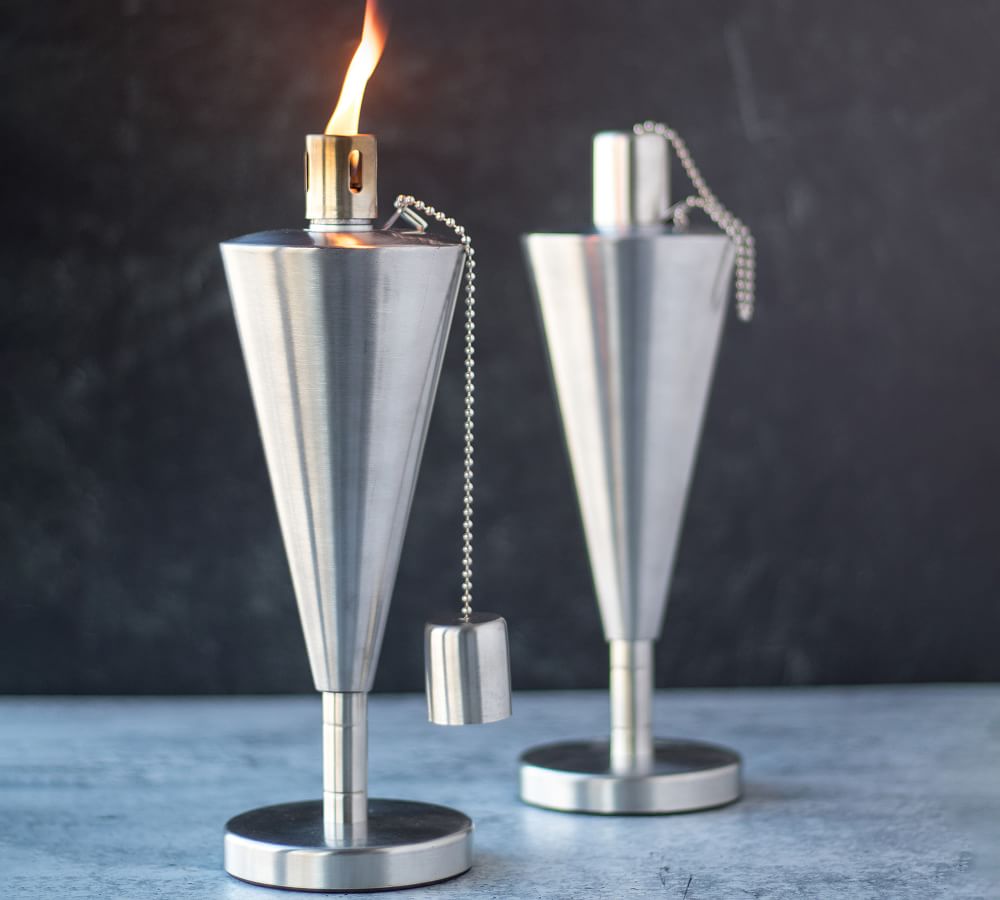 Stainless Steel Cone Tabletop Torch Set of 2 Pottery Barn