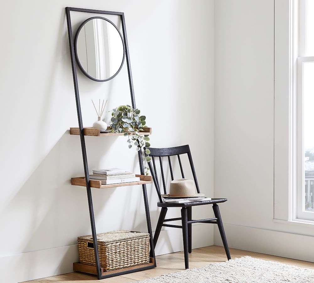 Trenton Ladder Shelf with Mirror Pottery Barn