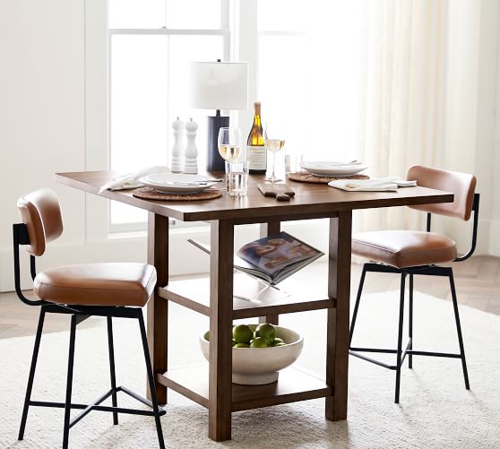 Aboard Suradam tiger Mateo Storage Counter Height Dining Table | Pottery Barn