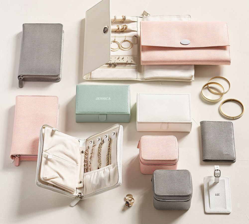 Personalized Mckenna Leather Travel Jewelry Portfolio Pottery Barn