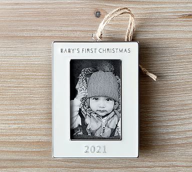 blue First Christmas personalized christmas ornament Baby Frame