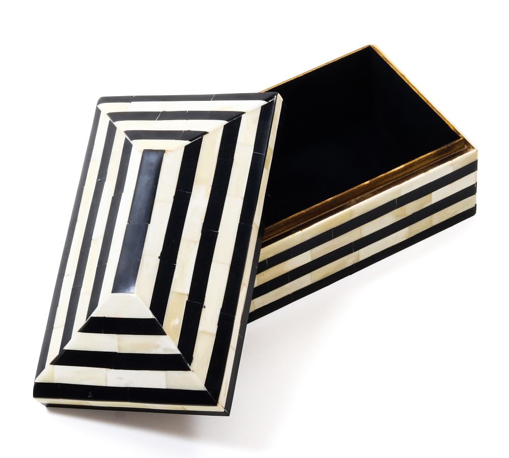 Rowan Ivory/Black Decorative Box Pottery Barn