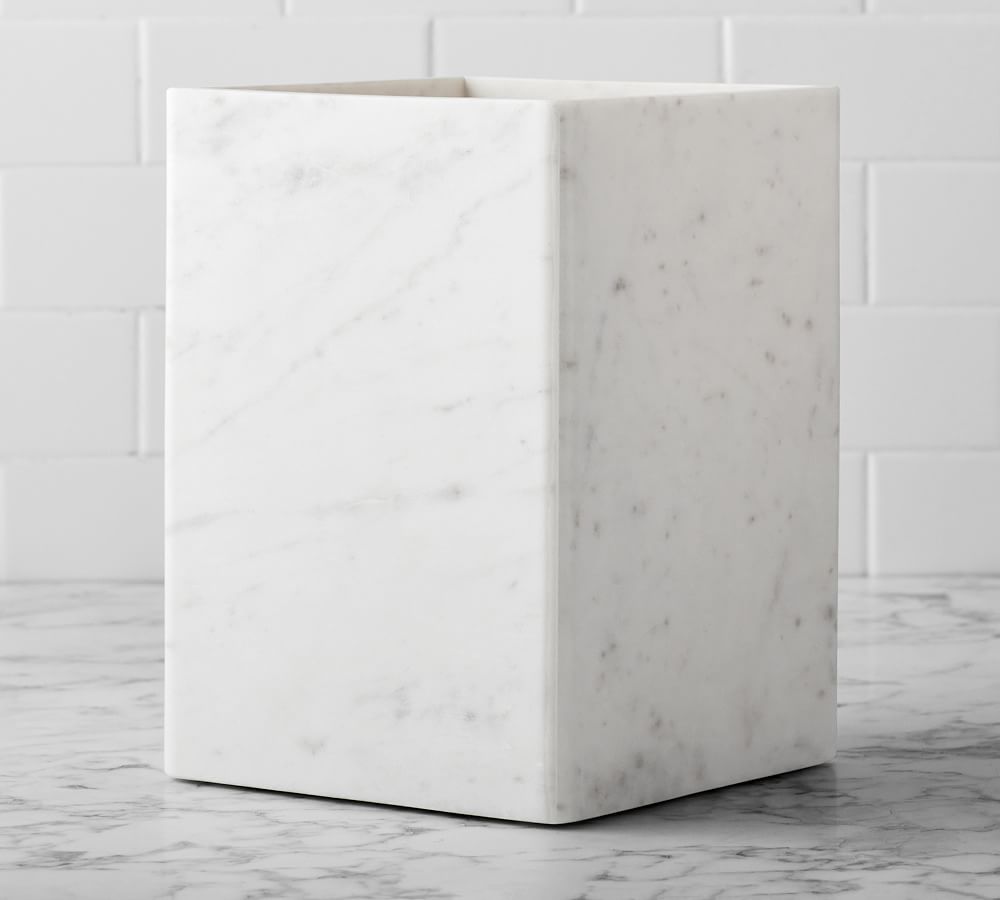 Frost Handcrafted Marble Trash Can | Pottery Barn