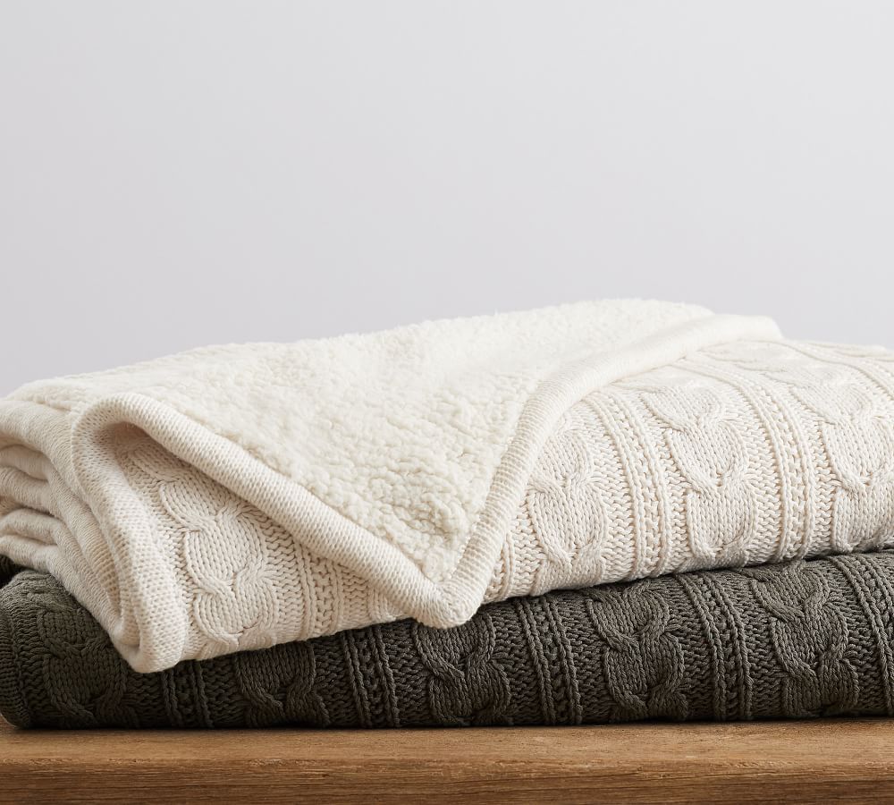 Cozy Cable Knit Throws Pottery Barn