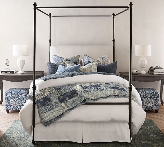 Antonia Metal Canopy Bed Pottery Barn, Can I Use Regular Curtains On A Canopy Bed Frame