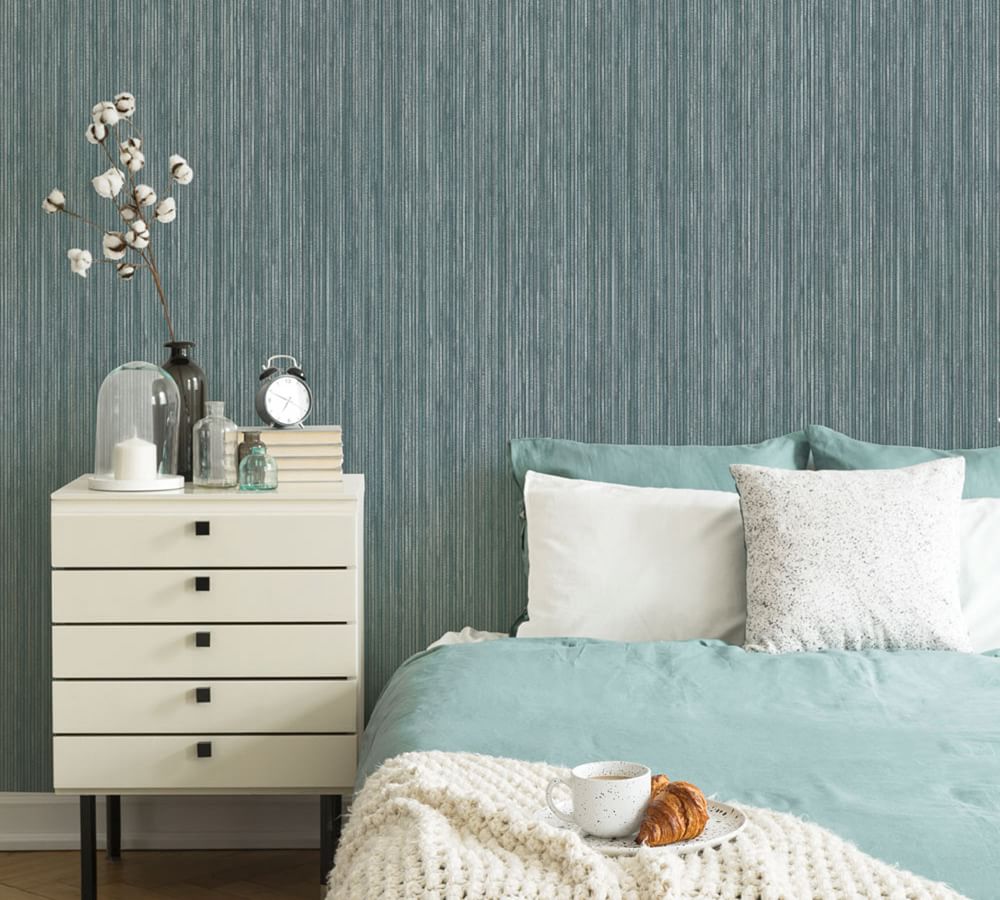 Grasscloth Chambray Peel & Stick Removable Wallpaper Pottery Barn