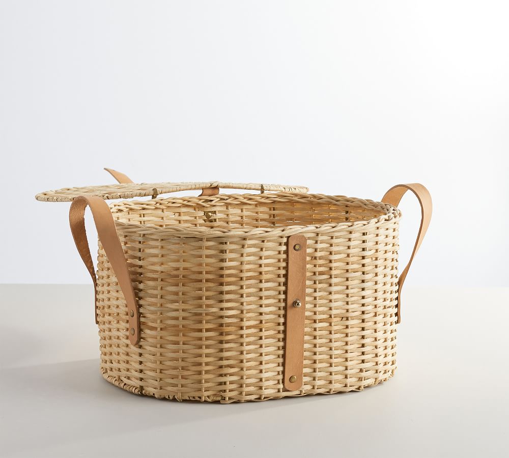 Austin Natural Woven Basket with Lid | Pottery Barn