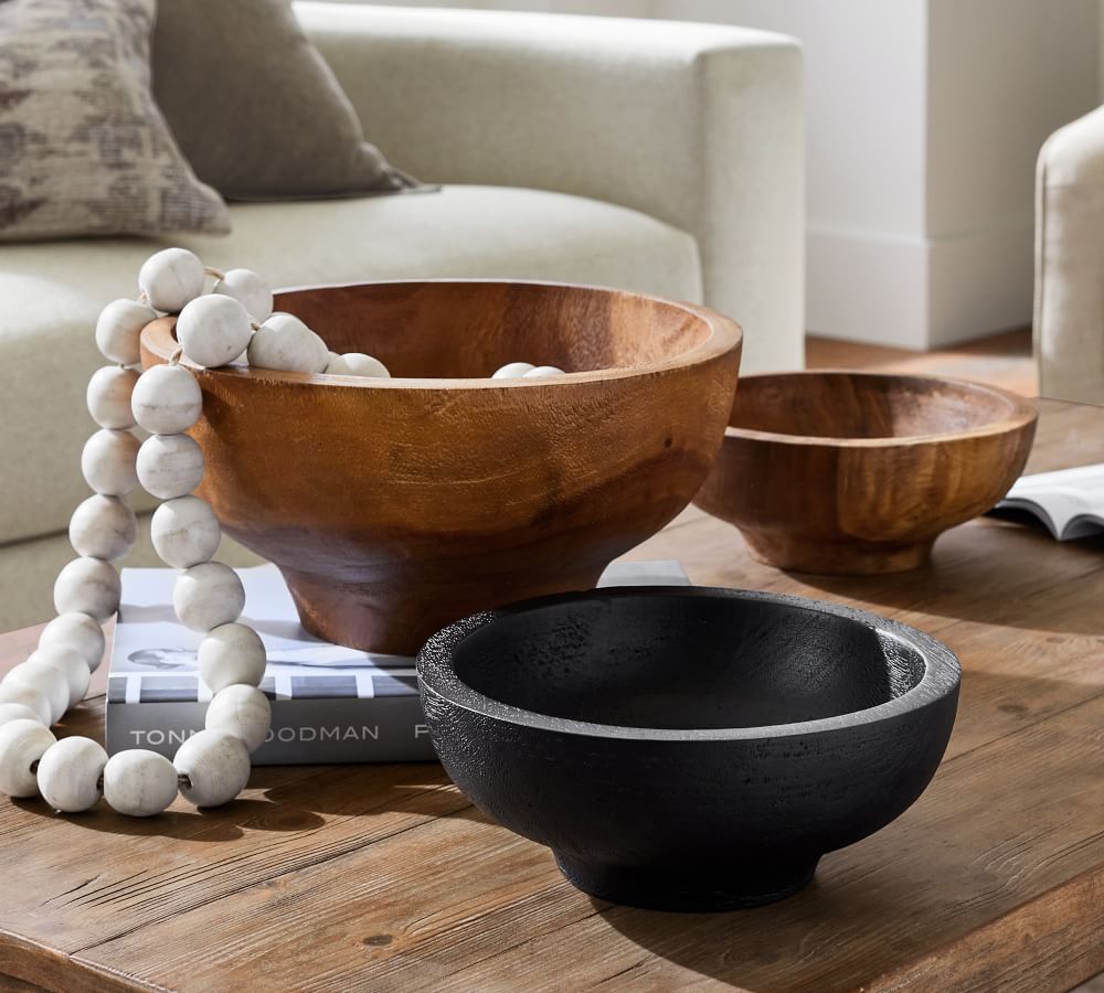 wood and ceramic bowl