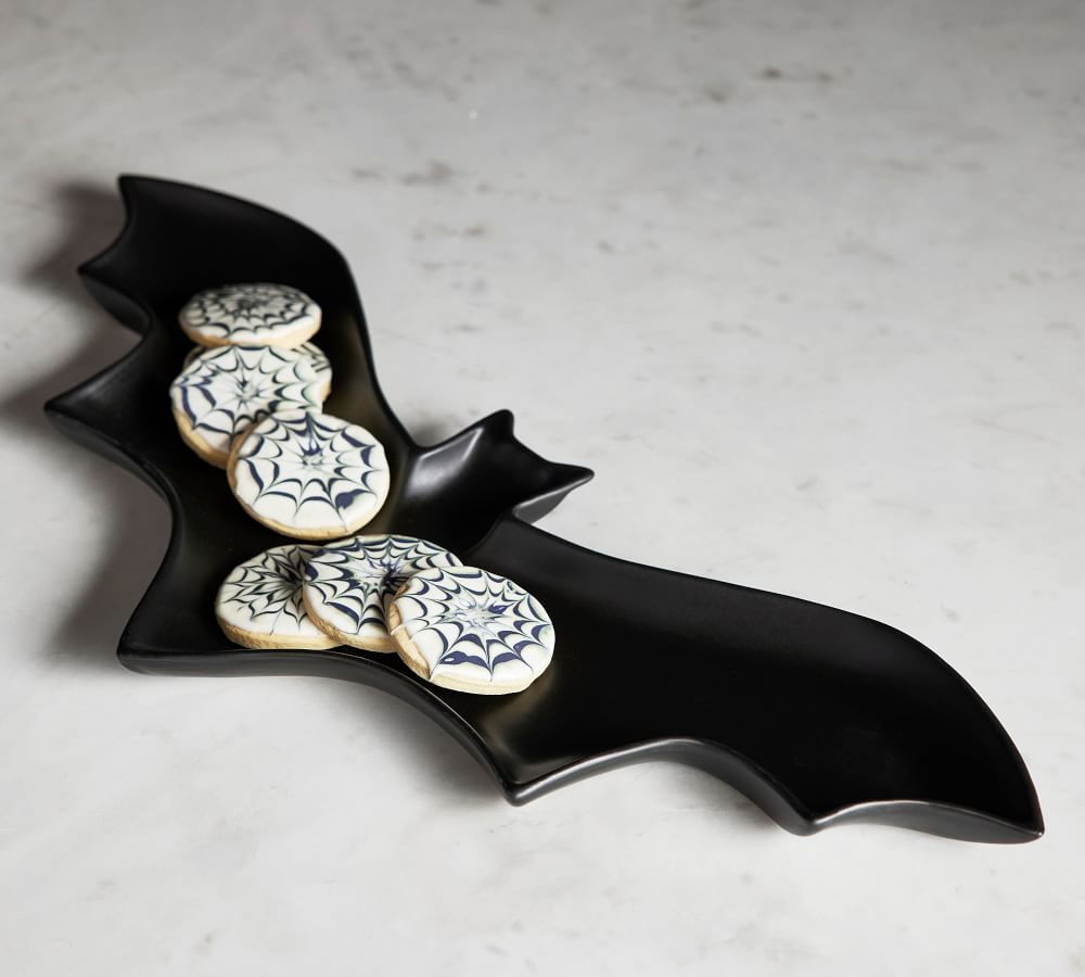Black Bat Sectioned Serving Dish Halloween Collection 