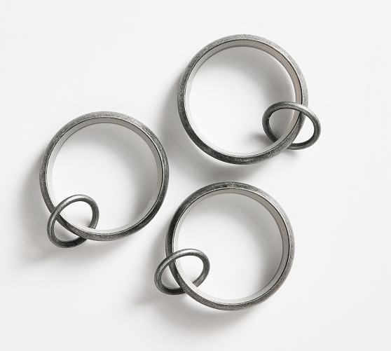 Curtain Drape Rings Pewter Color Pottery Barn Round Rings Large Set of 10 