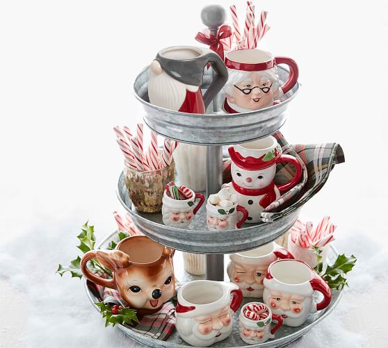 NEW Pottery Barn Mrs Santa Claus Christmas Figural Mug Cup 7 oz  Holidays/Santa 