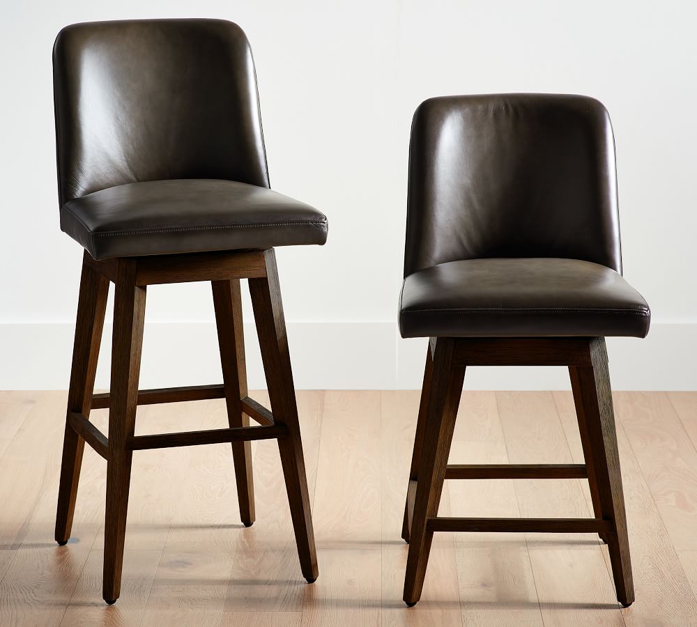 Layton Leather Swivel Bar & Counter Stools | Pottery Barn