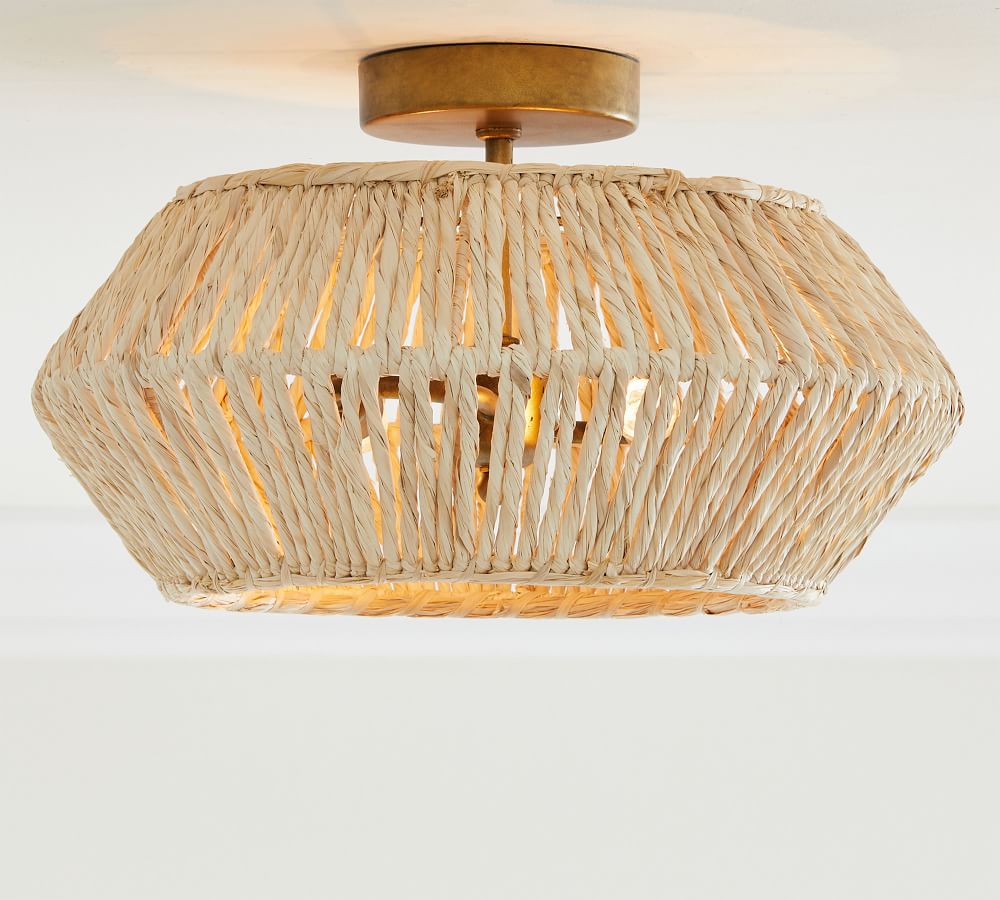 Abaca Woven Flush Mount | Pottery Barn