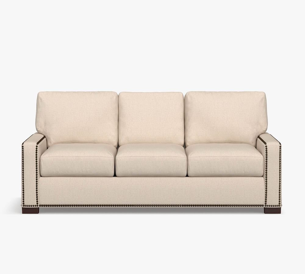 Turner Square Arm Fabric Sofa with Nailheads Pottery Barn
