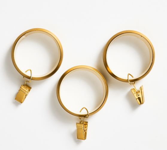 Brass Curtain Hardware Collection, Clip Curtain Rings Large
