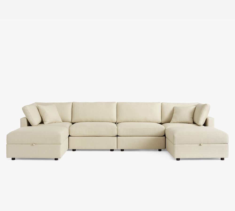 Modular Square Arm Upholstered 6-Piece U-Shaped Sectional