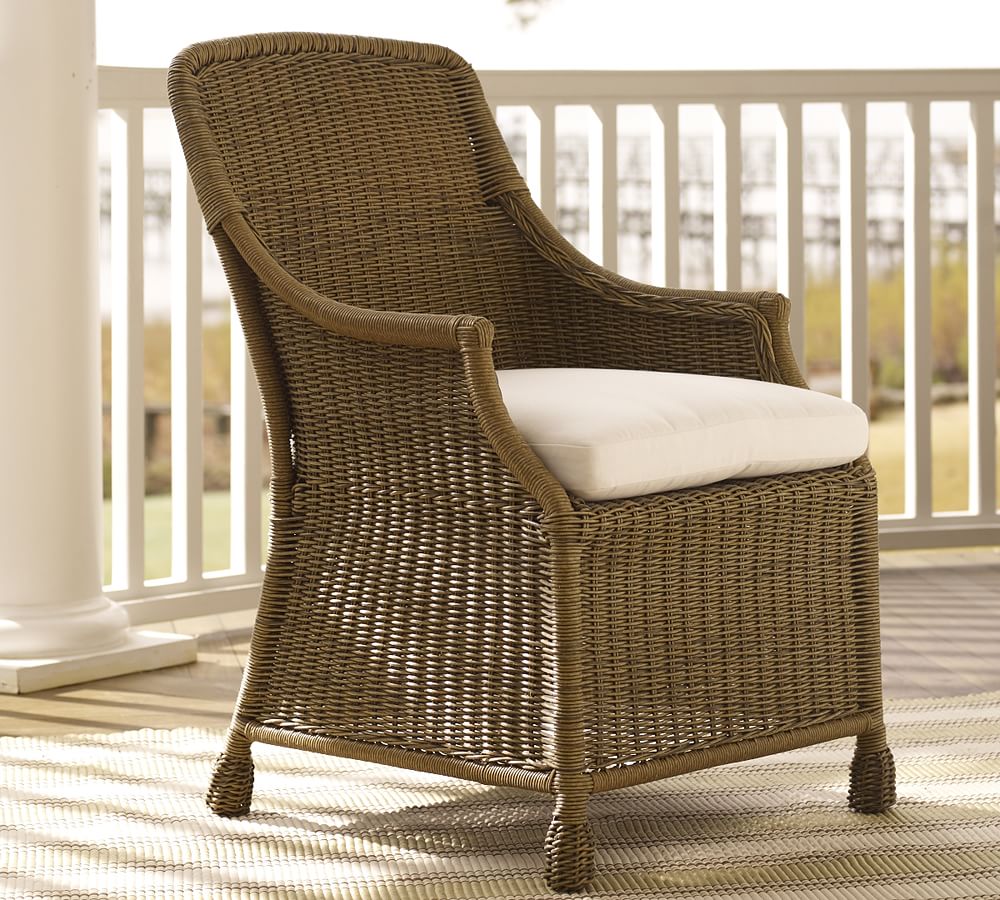 Saybrook AllWeather Wicker Dining Armchair, Natural Pottery Barn