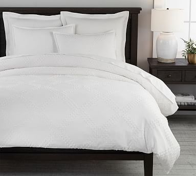 white cotton textured duvet cover