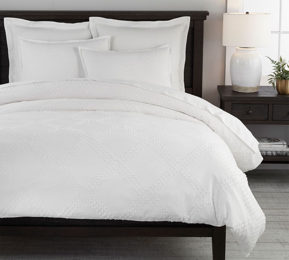 white jacquard duvet set