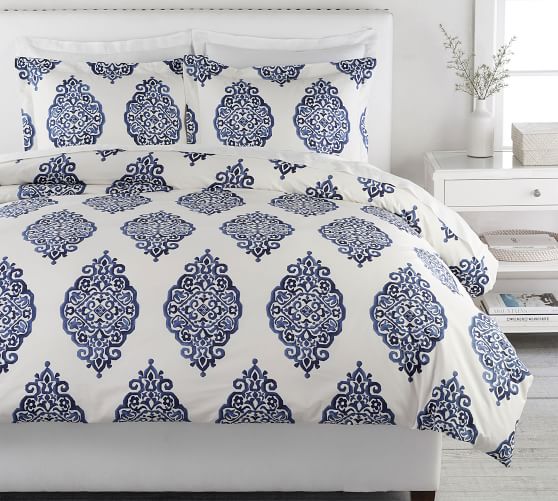 blue medallion duvet cover