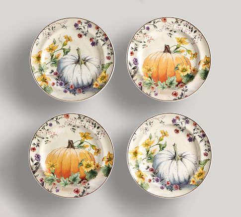 Botanical Harvest Pumpkin 8-Piece Stoneware Dinnerware Set | Pottery Barn