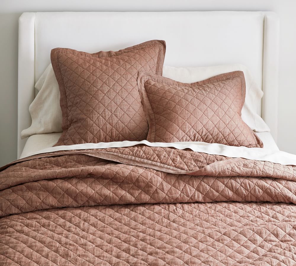 Flax Belgian Flax Linen Diamond Quilt & Sham Pottery Barn