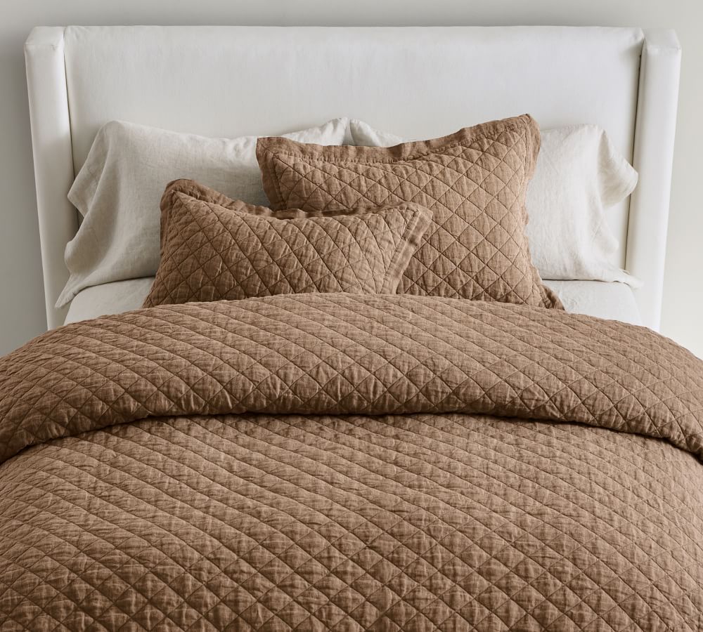 Flax Belgian Flax Linen Diamond Quilt & Sham Pottery Barn