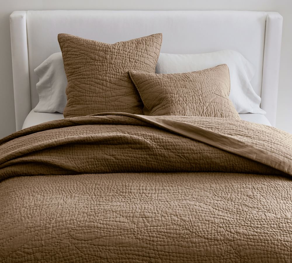 Belgian Flax Linen Hand Stitched Pillow Shams White Pottery Barn