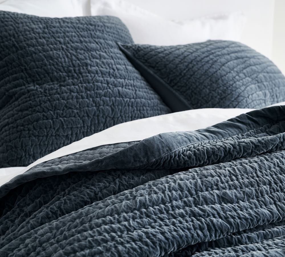 Washed Velvet Handcrafted Quilt Pottery Barn