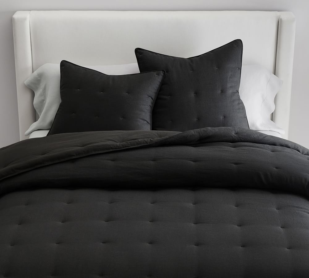 Belgian Flax Linen Comforter - White | Pottery Barn