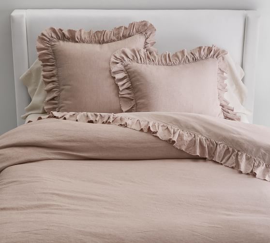 Custom sizes 12 colors. Flax N Linens  stonewashed linen ruffle duvet cover 