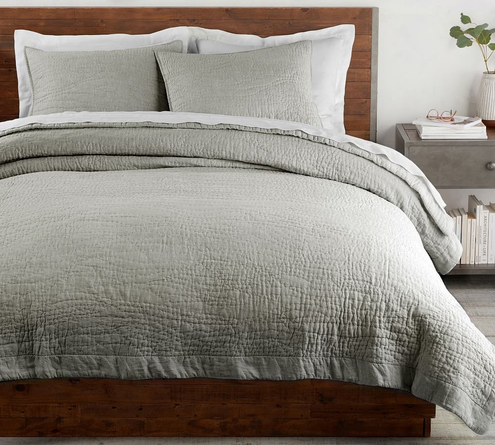 Belgian Flax Linen Handcrafted Quilt | Pottery Barn